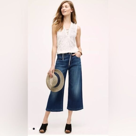 Anthropologie Maeve embroidered White Floral Lace Up sleeve less top 12 - Picture 9 of 11